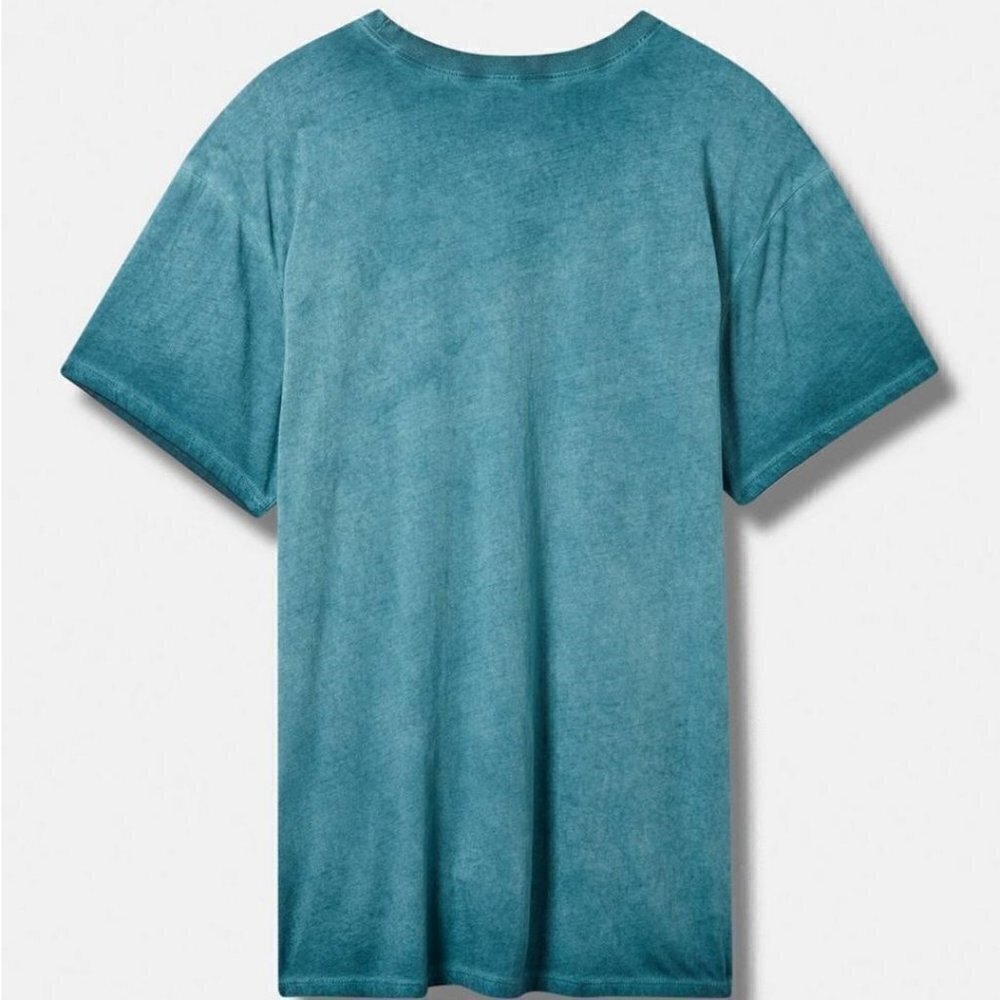 Torrid - Tiger Relaxed Fit Cotton Jersey Destructed Drop Shoulder Tunic in Teal - Picture 13 of 14